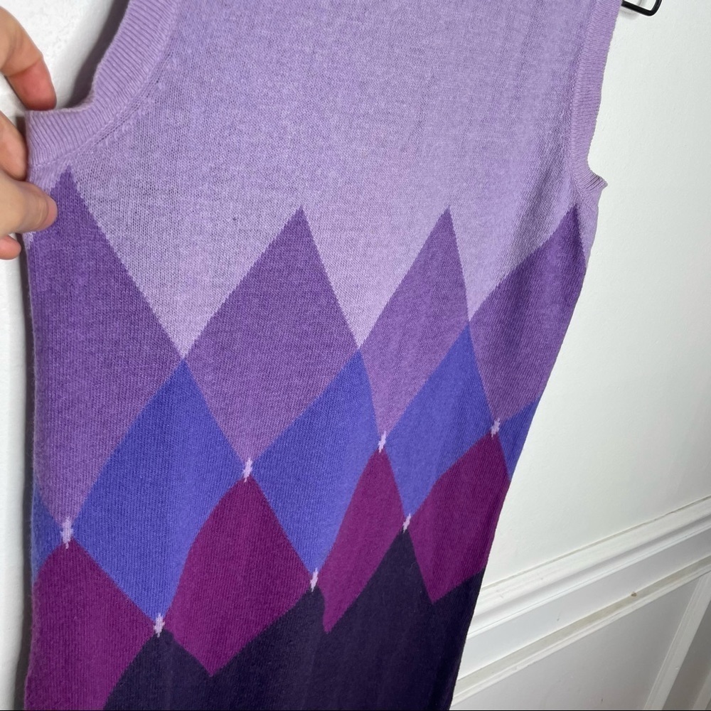 Marella 100% Baby Wool Purple Chevron Dress - Picture 3 of 10